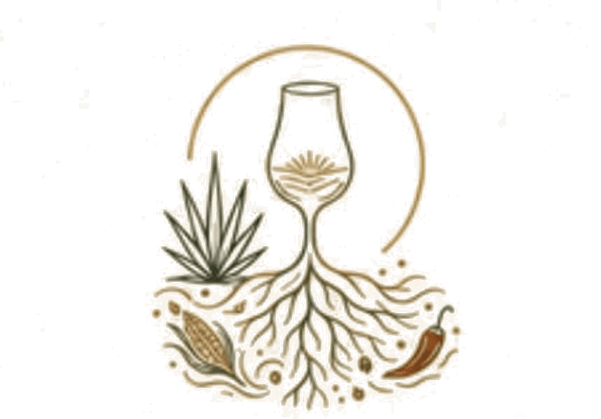 Copa con raíces de agave, maíz y chile